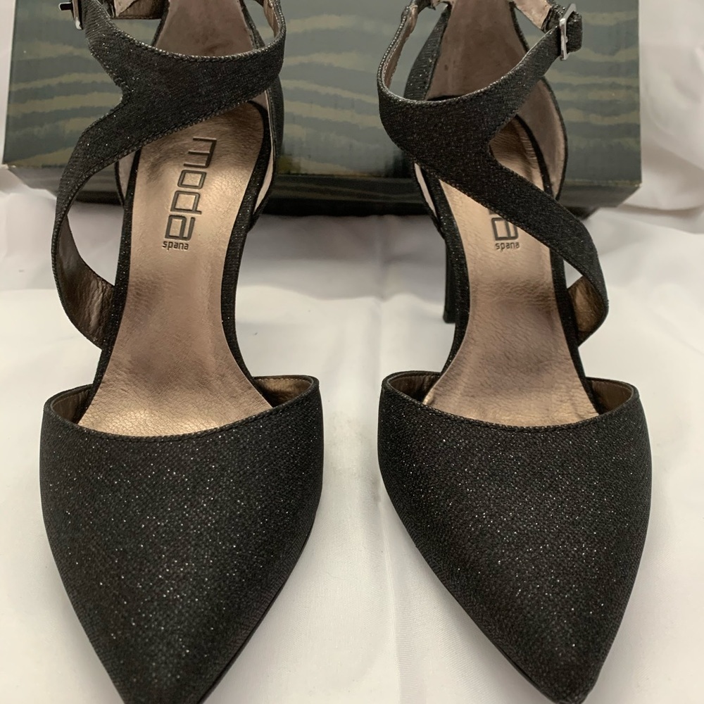 Moda Spana Black Glittery 3 1/2” Heels
